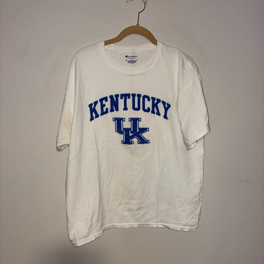 Kentucky Wildcats Champion T-Shirt Mens L White UK Logo College Tee